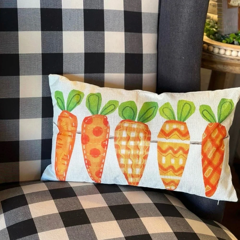 Festive Patterned Carrot Design Rectangle Pillow